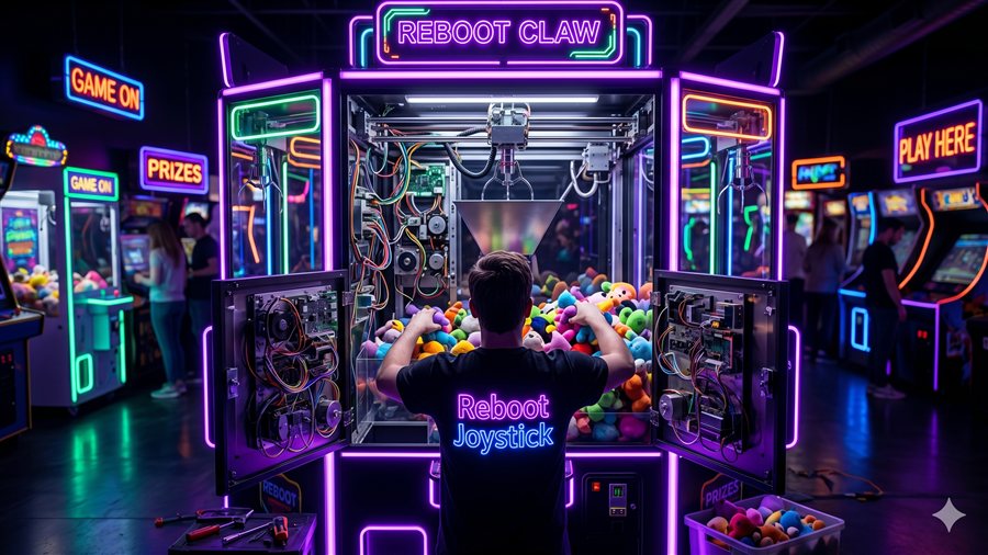 Claw machine maintenance and restocking